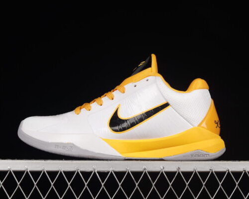 Nike Zoom Kobe 5 White Black Yellow - 5