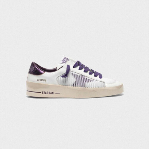 Golden Goose Womens Stardan Sneakers With Star And Heel Tab In Metallic Purple G35WS959.C3.