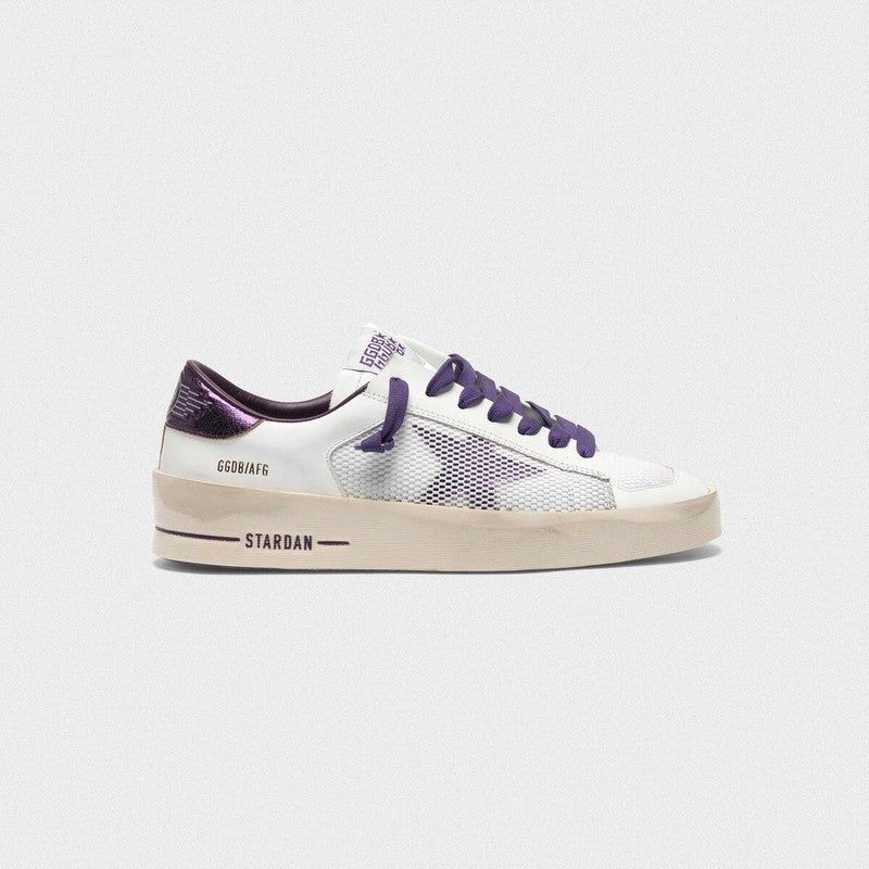 Golden Goose Womens Stardan Sneakers With Star And Heel Tab In Metallic Purple G35WS959.C3.