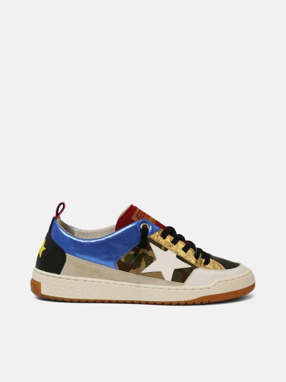 Golden Goose Womens Goolden Goose Yeah sneakers with camouflage and white star Blue G36MS602.A8.