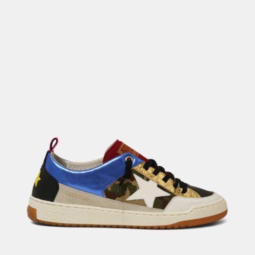 Golden Goose Womens Goolden Goose Yeah sneakers with camouflage and white star Blue G36MS602.A8.