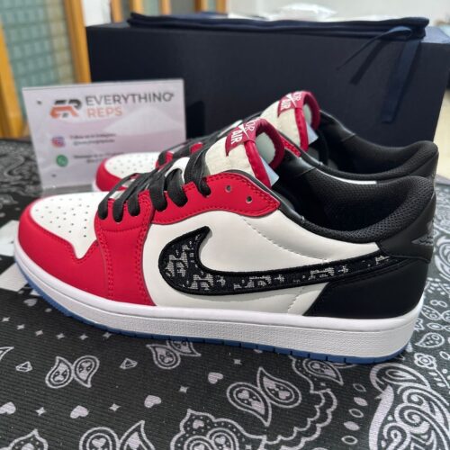 Dior x Air Jordan 1 Low Red Black Fantasy - USA 4.5=UK 4=EU 36.5