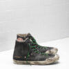 Golden Goose Mens Francy Sneakers In Cotton Canvas With Laminated Leather Star GCOMS591A5